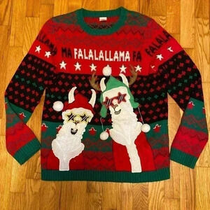 Holiday Time Ugly Christmas Sweater with Llamas. Size 2X (18).